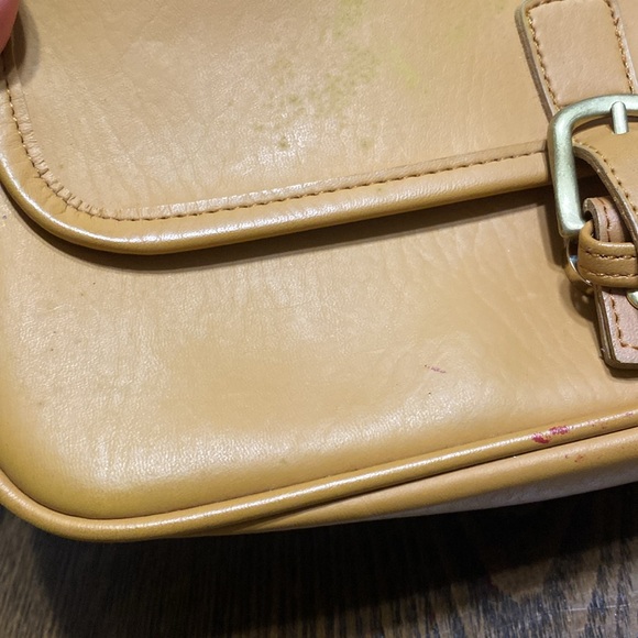 2 for $20 ⚜️ Vintage Malock Leather Tan Snap Boxy Purse with Long Strap - Picture 4 of 5